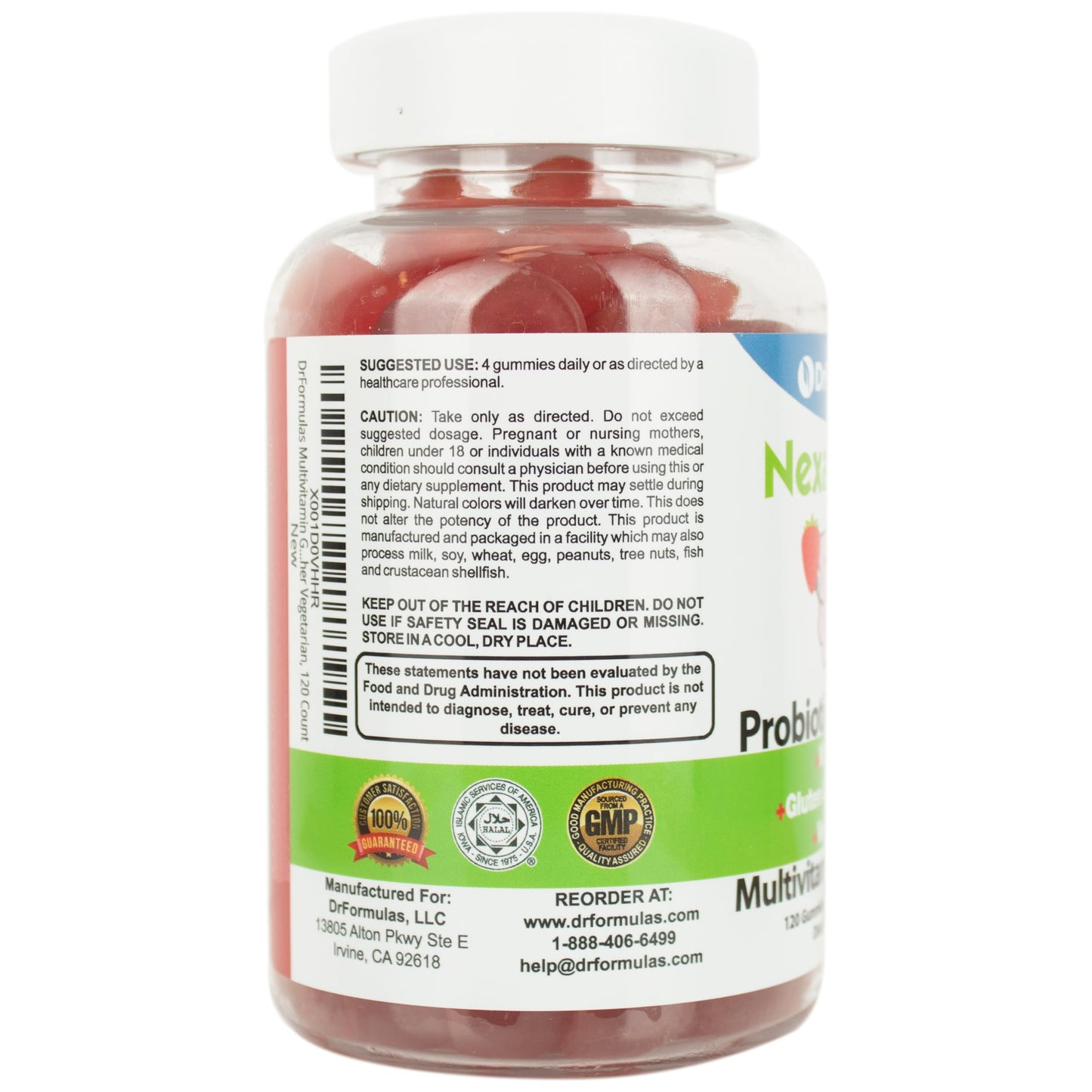 Nexabiotic Multivitamin Gummies with Omega-3 & Probiotics for Kids & Adults | Halal Vegetarian 120 Count