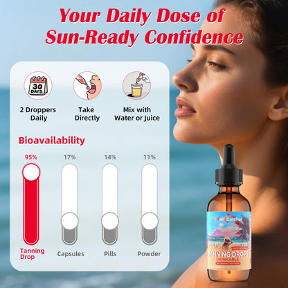 Drinkable Tanning Drops for Women – 6-in-1 Natural Tan with Astaxanthin