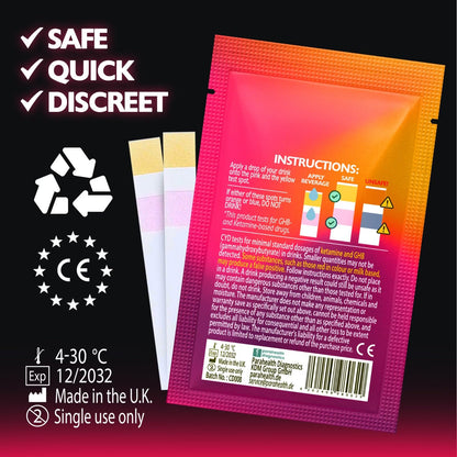 DrinkCheck Spiked Drink Test Strips – 10 Tests | Detects GHB & Ketamine – CA Compliant