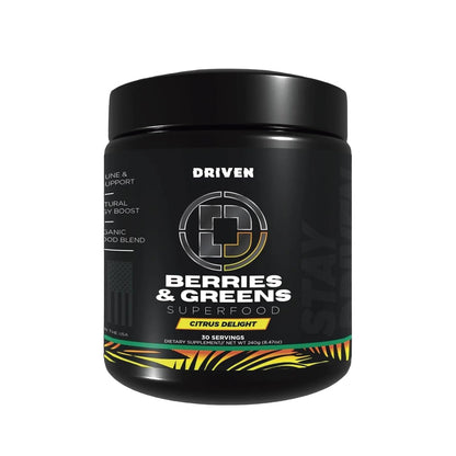 Driven B&G Berries & Greens Superfood Powder – Citrus Delight, 30 Servings