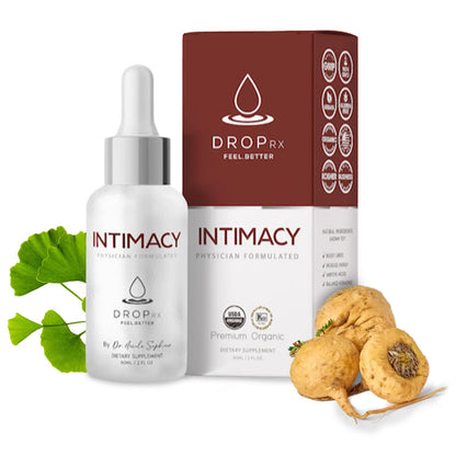 Drop Rx Intimacy by Dr. Nicole Saphier – Organic Maca, Ginkgo & Tribulus Liquid Supplement (USA Made)