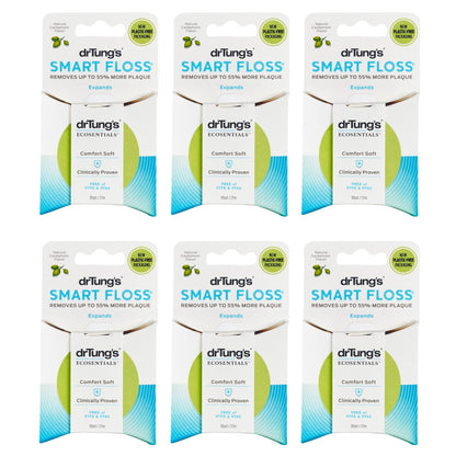 drTung's Smart Floss, 30 yds - Natural Cardamom Flavor (6 Pack, Colors May Vary)