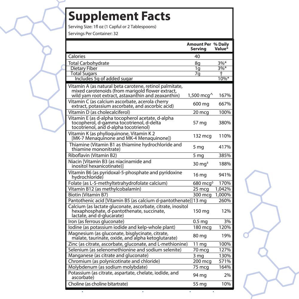 Drucker Labs intraMAX Organic Liquid Multivitamin – 32 oz Peach Mango