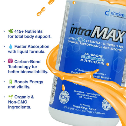 Drucker Labs intraMAX Organic Liquid Multivitamin – 32 oz Peach Mango