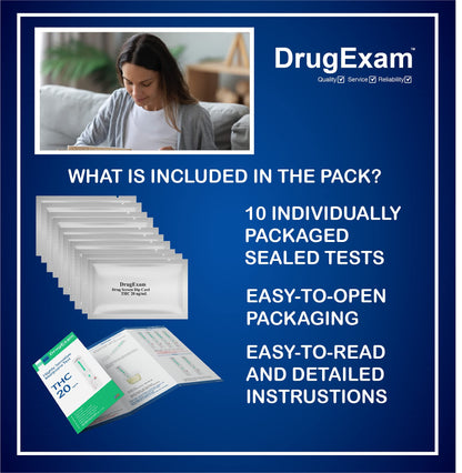 10 Pack DrugExam THC 20 ng/mL Urine Test Kit – Highly Sensitive Marijuana Detection