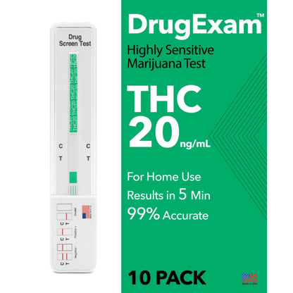 10 Pack DrugExam THC 20 ng/mL Urine Test Kit – Highly Sensitive Marijuana Detection