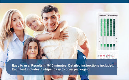 10 Pack DrugExam THC Urine Test Strips – Multi-Level (20-300 ng/mL)
