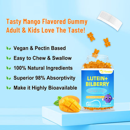 20mg Lutein & Zeaxanthin Gummies – Sugar Free Eye Health Supplement for Adults & Kids