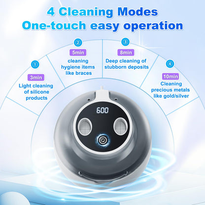 Dukya 2025 Ultrasonic Retainer Cleaner – 4 UV Lights, 45kHz Deep Clean for Dentures, Mouth Guards, Braces, and Toothbrush Heads