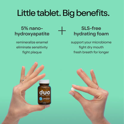 Duo Immunity Toothpaste Tablets – Nano-Hydroxyapatite, D3+B12, 62 Tabs | Glass Bottle