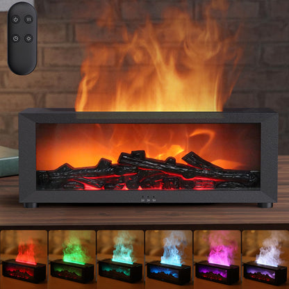 Durapoem Fireplace Essential Oil Diffuser 150ml – Ultrasonic Mist, 7-Color Flame, Remote