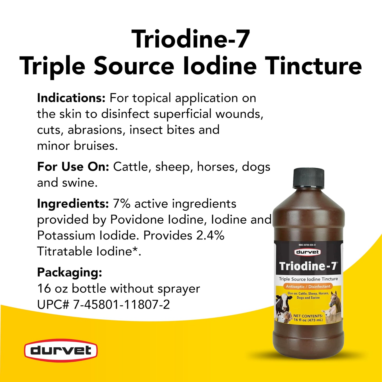 Durvet Triodine-7-16 Ounce – Antiseptic Disinfectant with 7% Iodine