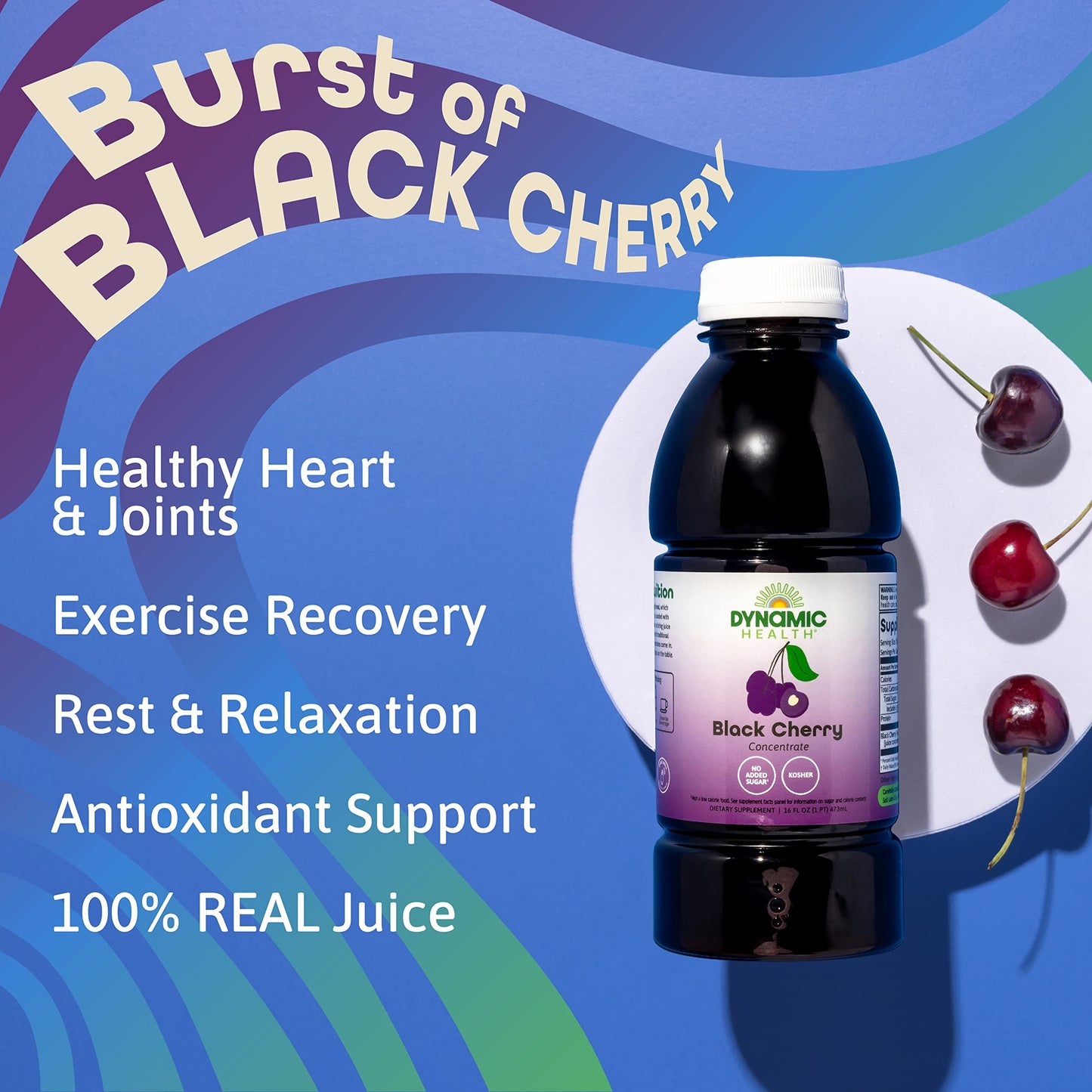 Dynamic Health Black Cherry Juice Concentrate - 100% Pure, No Additives (16 oz)