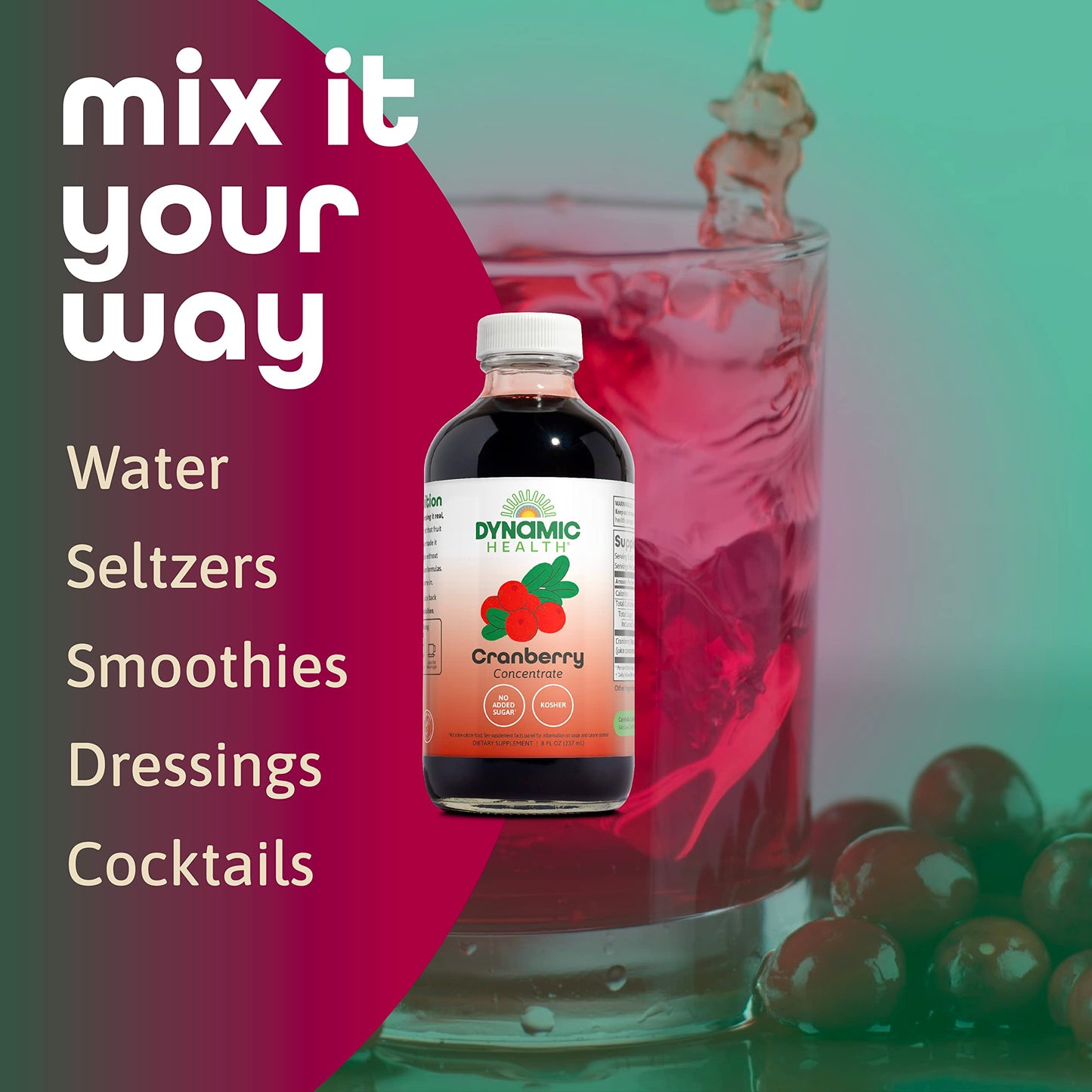 Dynamic Health Cranberry Juice Concentrate — Unsweetened, No Added Sugar, 8 Fl oz