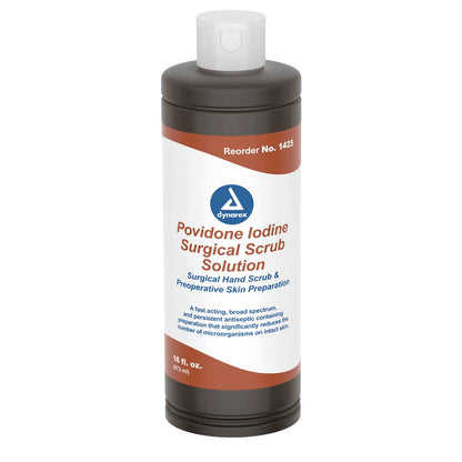 Dynarex Povidone-Iodine Scrub Solution 16 fl oz | Surgical Site Prep & Antiseptic
