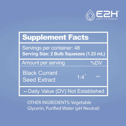 E2H Natural Black Currant Extract – Cold Pressed Seed, Immune Support, Fast-Absorbing Liquid (2 Bottles)
