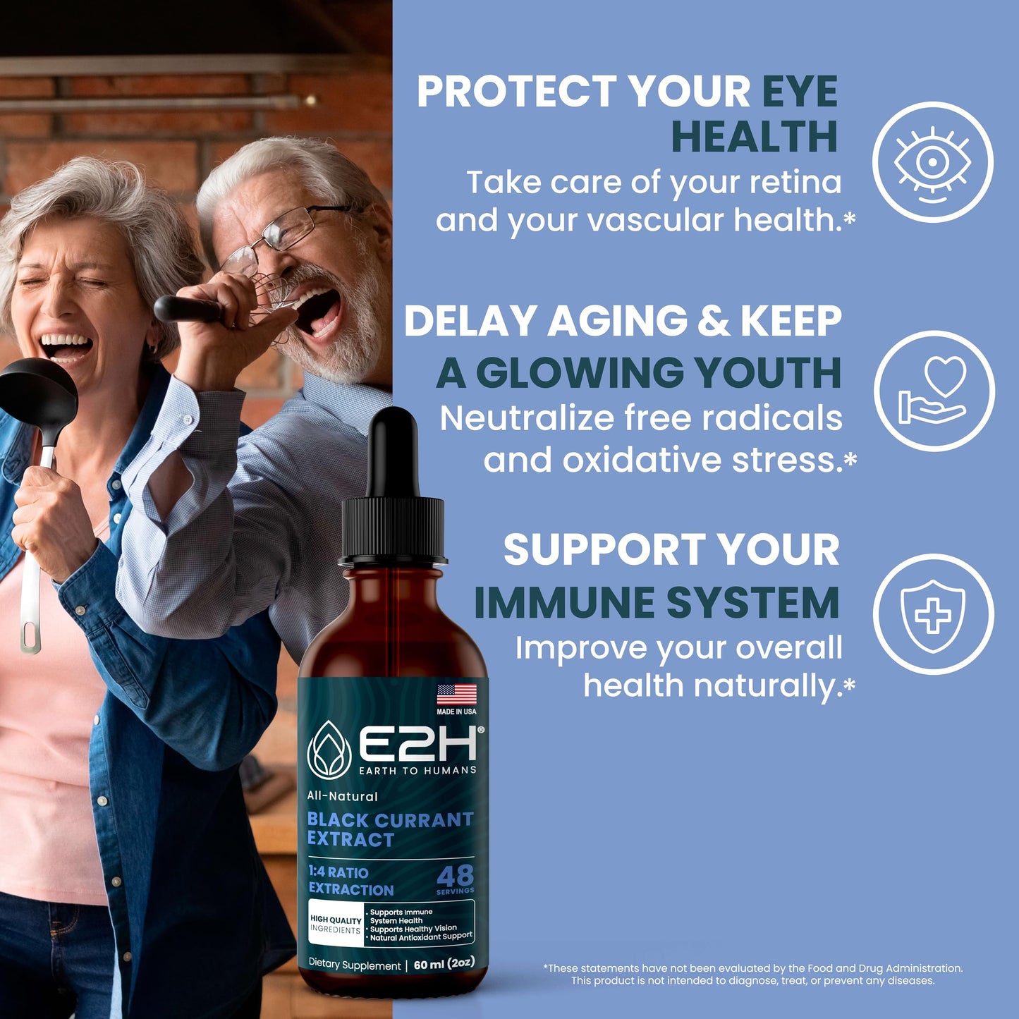E2H Black Currant Extract - Cold-Pressed Seed, Immune Support (3 Bottles)