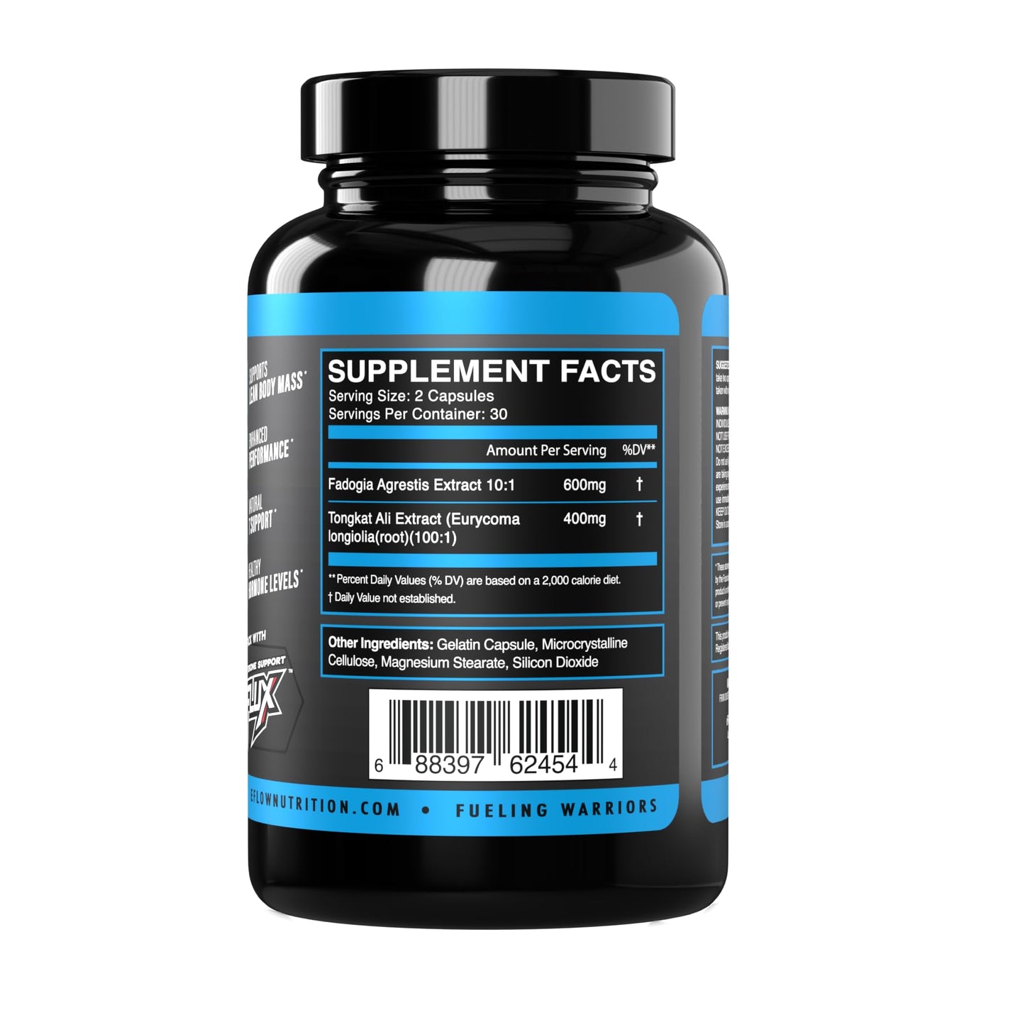 eFlow Nutrition Fadogia Agrestis + Tongkat Ali - 2-in-1 Natural Performance Supplement, 60 Capsules