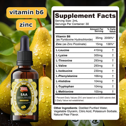 Essential Amino Acid (EAA) Liquid Drops – Liver Support, Vitamin B6 & Zinc, Vegan, 2 oz