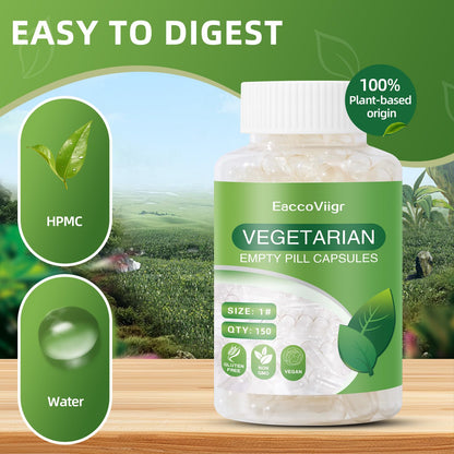 EaccoViigr Size 1 Empty Capsules - 150 Count Clear Vegetarian Capsule Kit