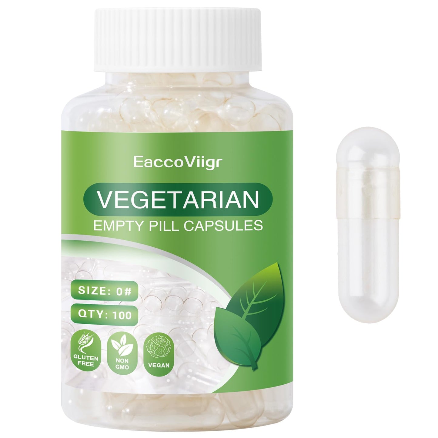 EaccoViigr Size 0 Empty Capsules - 100 Count Clear Empty Pill Capsules with Capsule Filling Kit, Fillable Vegan Vegetarian Capsule Empty for Vitamins, Easy for DIY Supplements