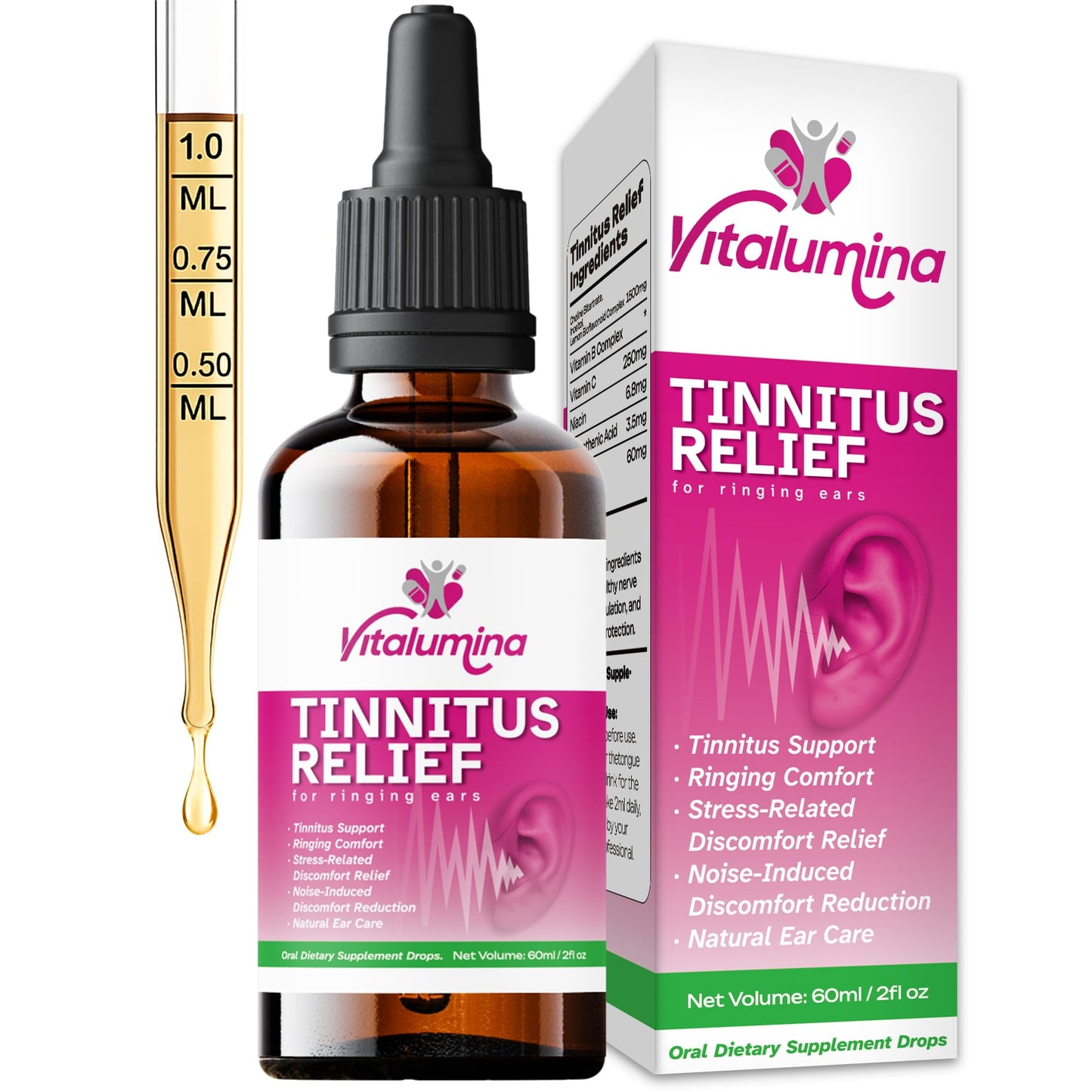 Tinnitus Relief Drops To Drink – Natural Tinnitus Relief for Ringing Ears (60ml)