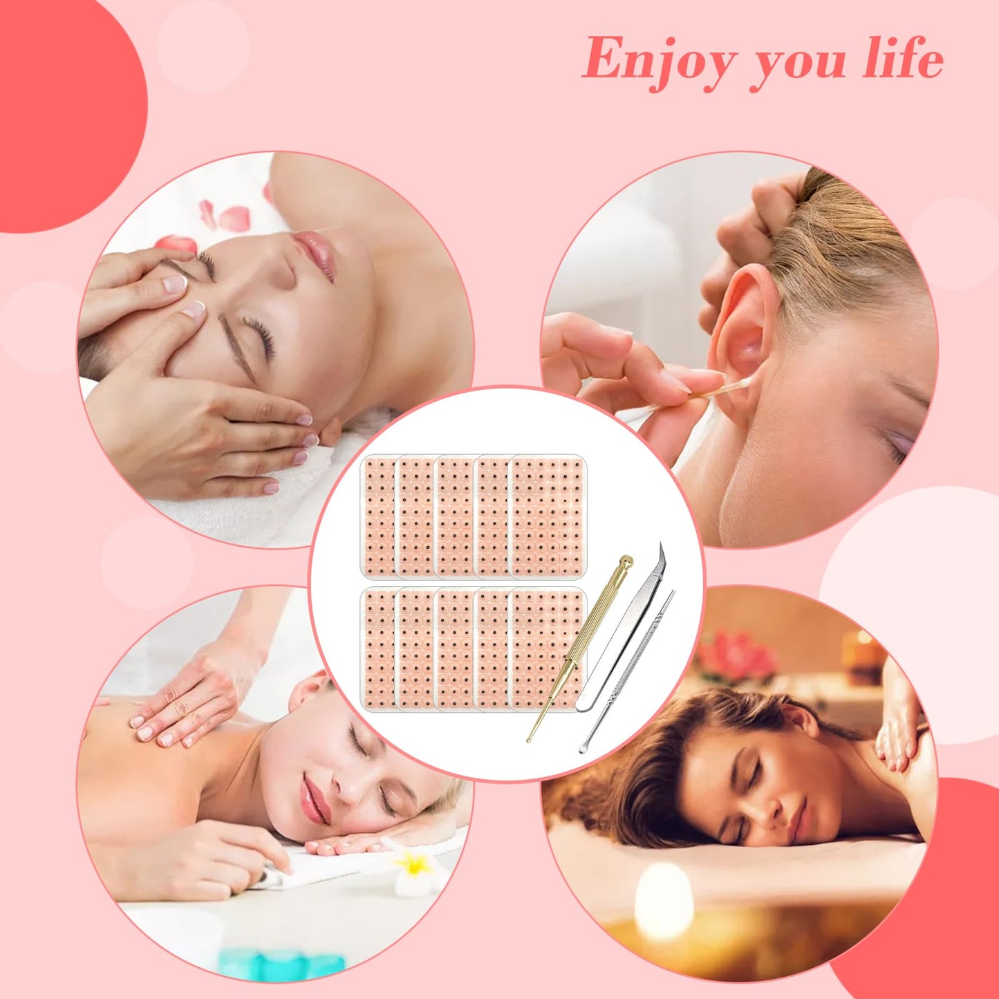 Ear Seeds Acupuncture Kit – 600 Pcs with Ear Points Chart & Tweezers