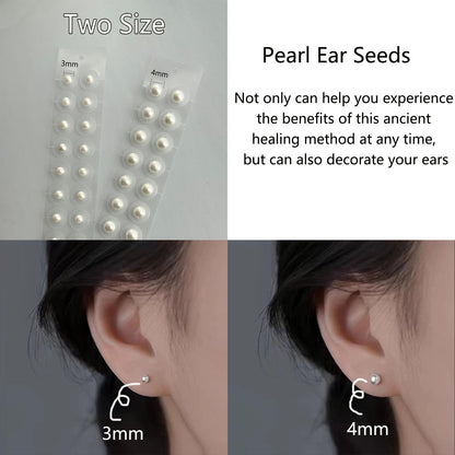 Pearl Ear Seeds Acupuncture Kit - Acupressure with Ear Seeds, Probe, Chinese & English Guidance (4MM)