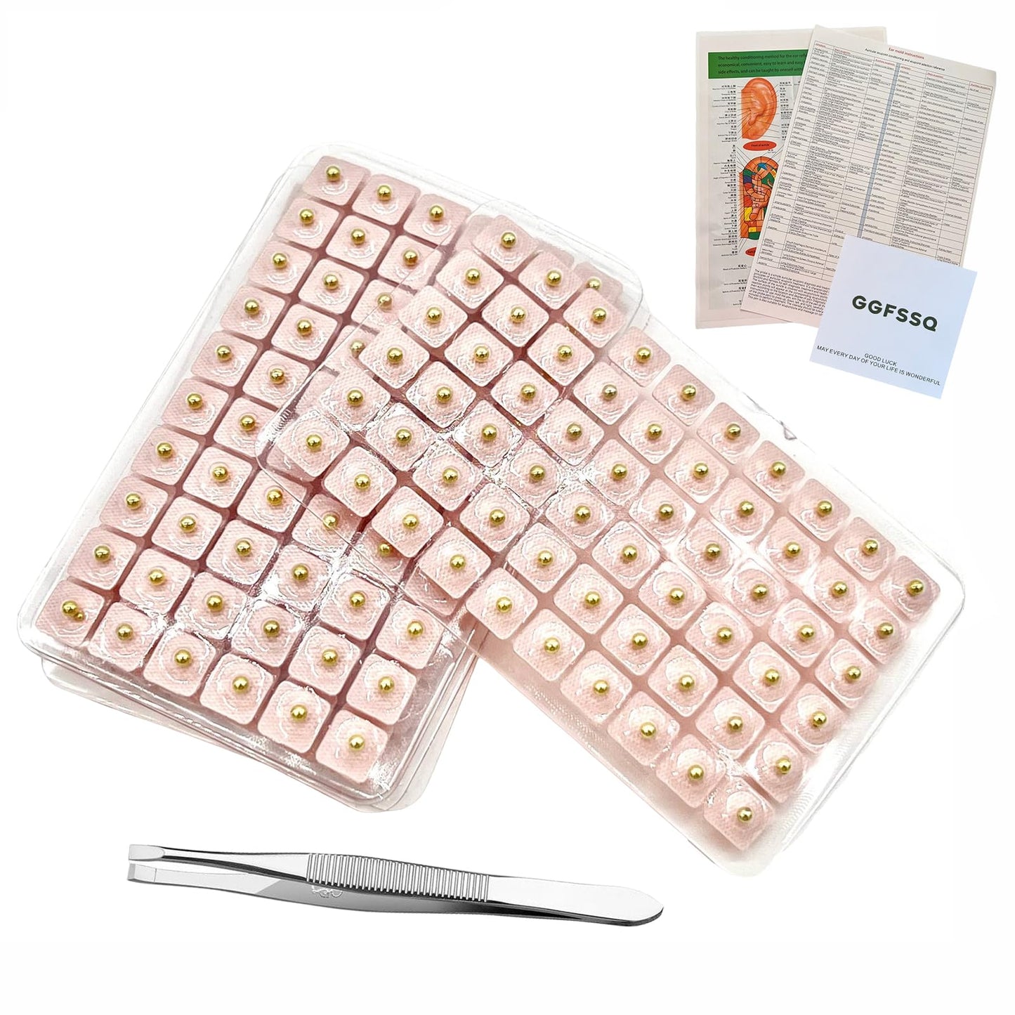 Ear Seeds Acupuncture Kit - 300 Pieces with Chart & Tweezers | Balance & Wellness