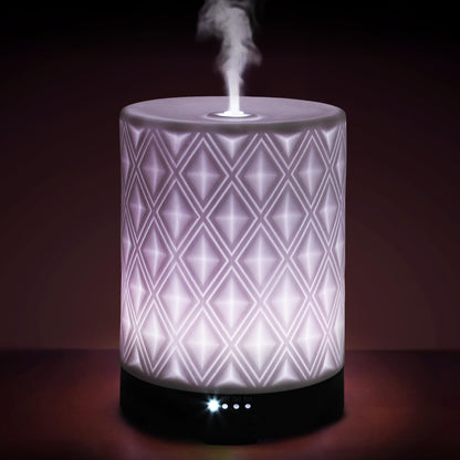 Earnest Living Essential Oil Diffuser for Large Room | White Ceramic 250ml with 4 Timers, 7 Night Lights & Auto Off