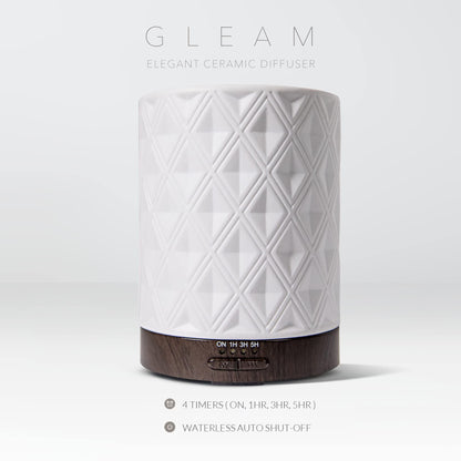 Earnest Living Essential Oil Diffuser for Large Room | White Ceramic 250ml with 4 Timers, 7 Night Lights & Auto Off