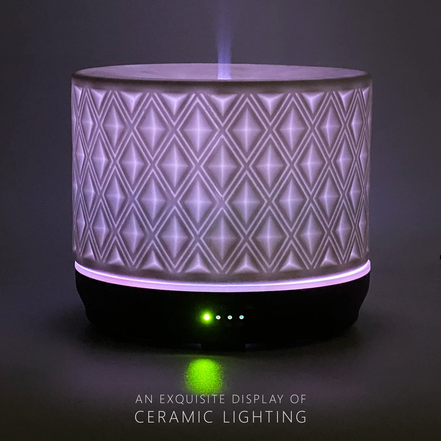 Earnest Living 500ml White Ceramic Diffuser – Aromatherapy, 4 Timers & Night Lights