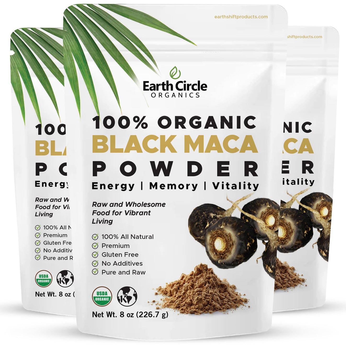 Earth Circle Organics Black Maca Powder – Peruvian Maca Negra, Energy & Vitality (8oz x3)