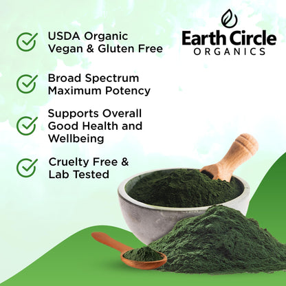 Earth Circle Organics Chlorella Powder – Kosher, Vegan, Broken Cell Wall, 4oz