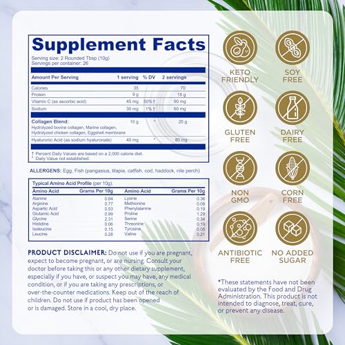 Earth Echo Multi-Collagen Peptides Powder – Unflavored, Keto-Friendly (26 Servings)