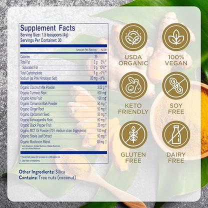 Earth Echo Golden Bliss - Golden Milk Powder with Turmeric and Ginger for Relaxation and Sleep | Organic, Vegan