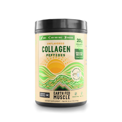 Earth Fed Muscle Collagen Peptides Powder – Unflavored, 20g per Serving | Hair, Skin & Nails Support | Keto & Gluten-Free