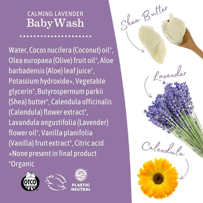 Earth Mama Calming Lavender Baby Wash – Organic Castile Soap, 34 oz