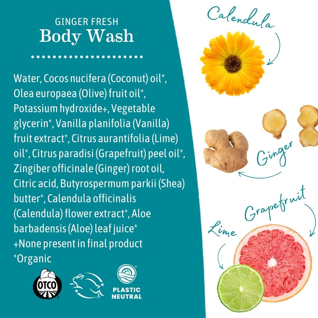 Earth Mama Ginger Fresh Foaming Hand Soap & All-Purpose Body Wash for Sensitive Skin | Castile Soap with Coconut Oil, Shea Butter, Calendula & Aloe | 5.3 oz