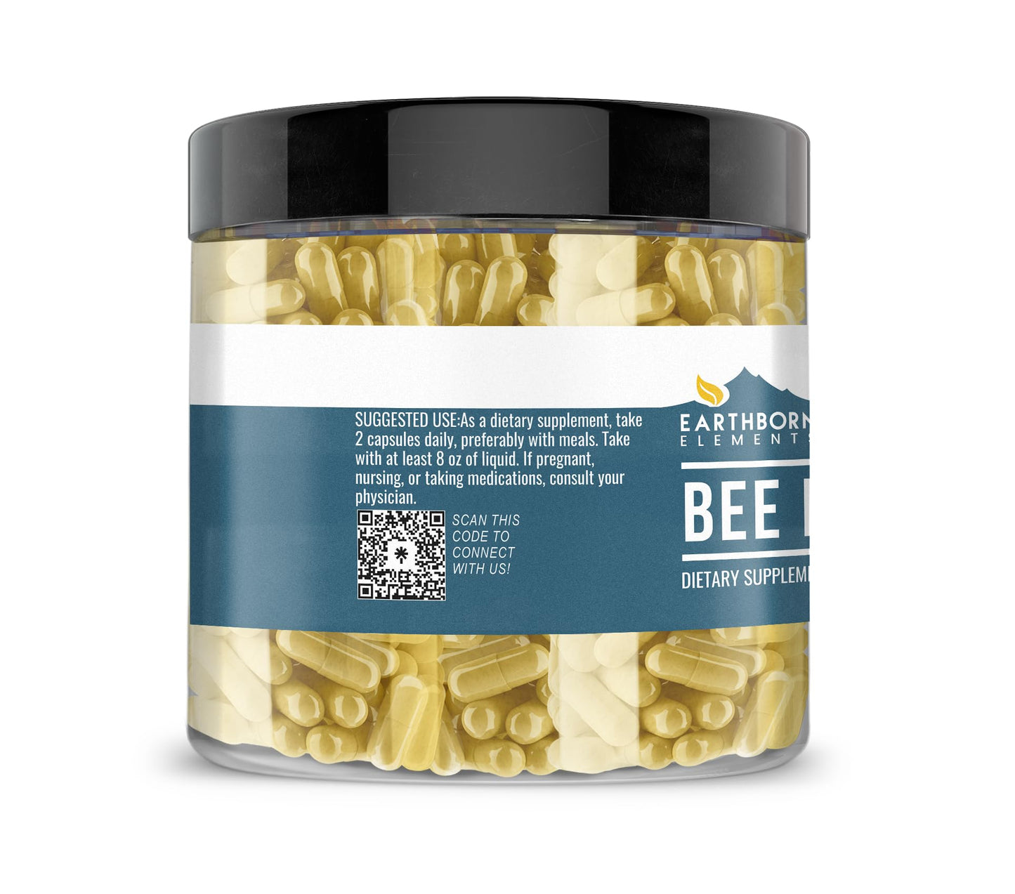 Earthborn Elements Bee Pollen 200 Capsules – Pure & Undiluted, No Additives