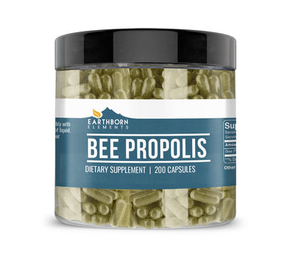 Earthborn Elements Bee Propolis – 200 Capsules, Pure & Natural, Gluten-Free & Non-GMO