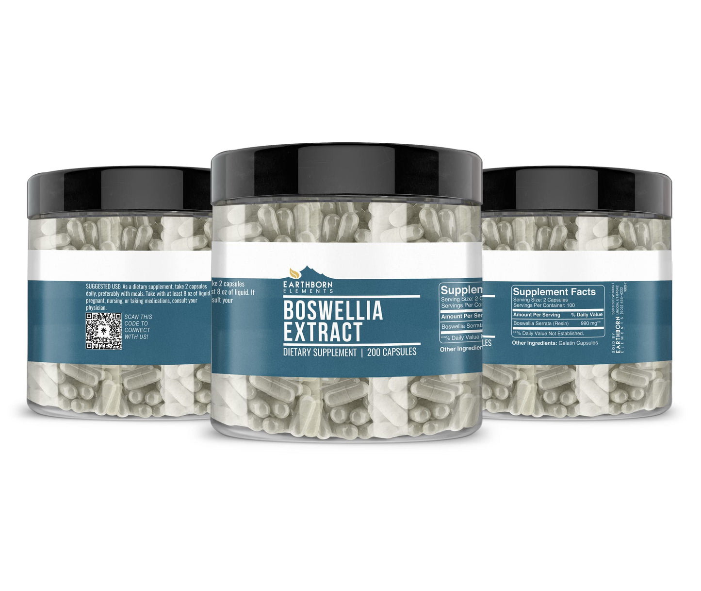 Earthborn Elements Boswellia Serrata Extract 200 Capsules - Pure & Undiluted, No Additives