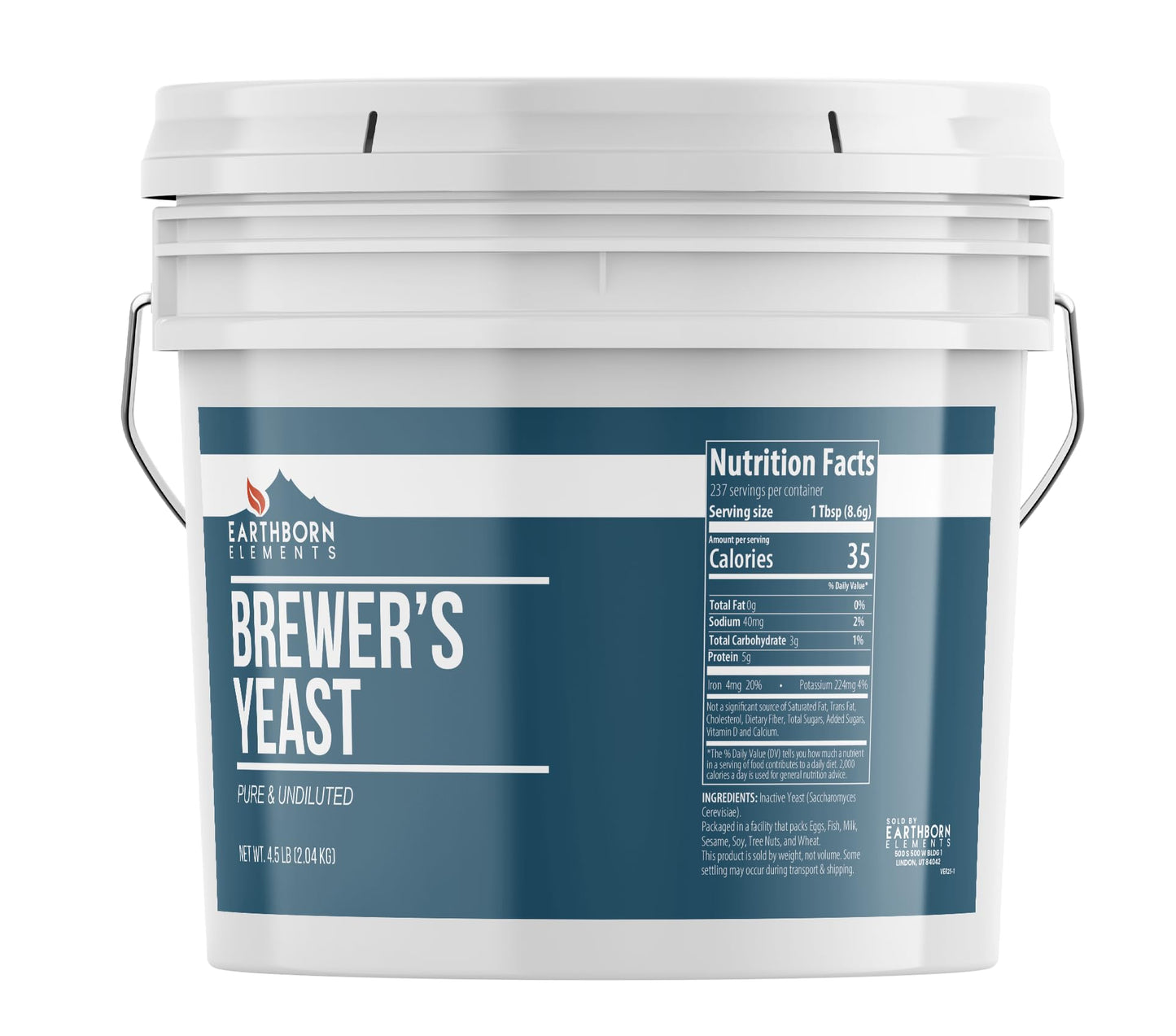 Earthborn Elements Brewer’s Yeast 1 Gal Bucket – Pure & Undiluted Inactive Yeast
