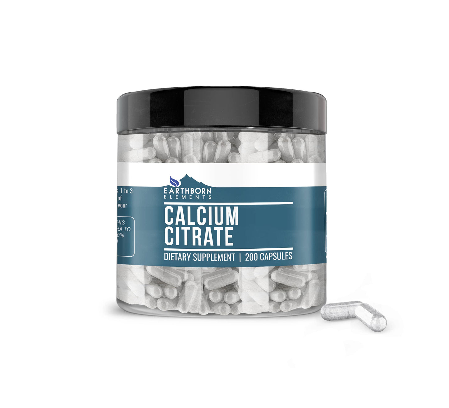 Earthborn Elements Calcium Citrate 200 Capsules – Pure & Undiluted, No Additives