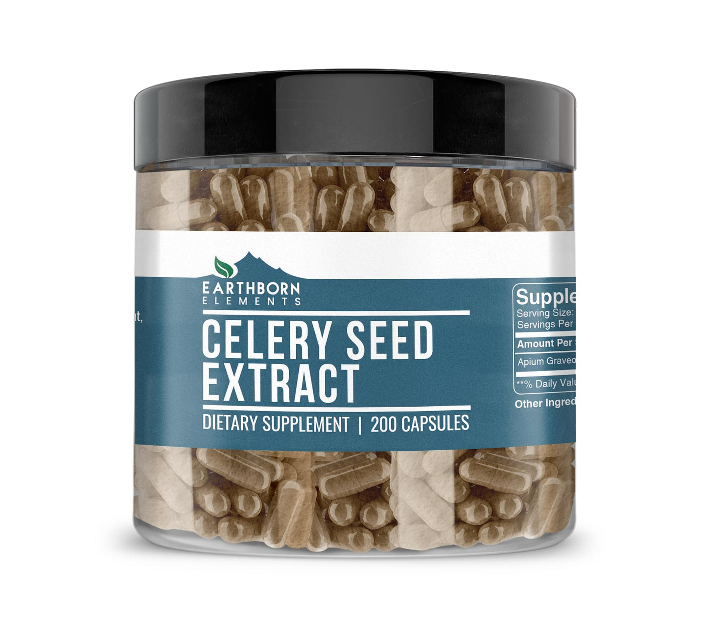 Earthborn Elements Celery Seed Extract 200 Capsules – Pure & Undiluted, No Additives
