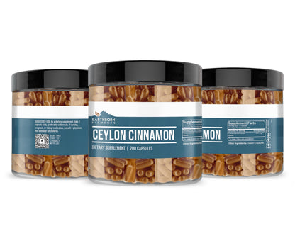 Earthborn Elements Ceylon Cinnamon 200 Capsules – Pure & Undiluted, No Additives