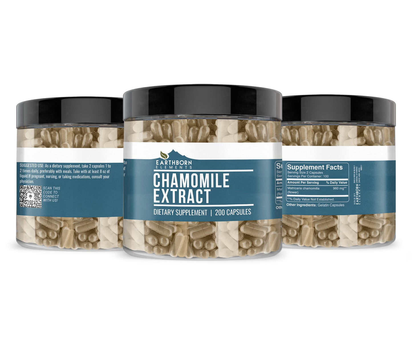 Earthborn Elements Chamomile Extract 200 Capsules Pure and Undiluted