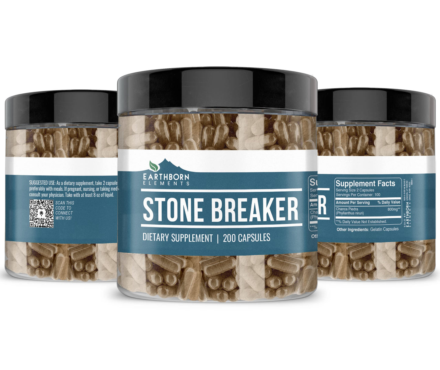 Earthborn Elements Chanca Piedra (Stone Breaker) 200 Capsules – Pack of 2 | Pure & Undiluted