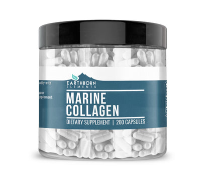 Earthborn Elements Collagen Peptides – Marine Hydrolyzed Fish Collagen, 200 Capsules (960 mg)