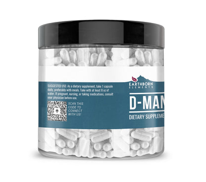 Earthborn Elements D-Mannose 200 Capsules – Pure, Undiluted, No Additives